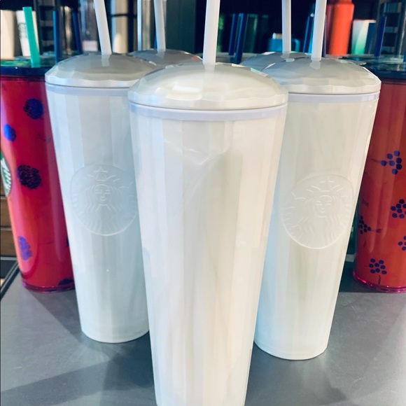 Starbucks Pearl White Marbled Dome Kaleidoscope Tumbler Cold Cup 24oz Venti 2021 - Picture 3 of 15